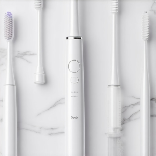 Essential Home Dental Maintenance Tools A collection of electric toothbrush, water flosser, and interdental brushes on a bathroom counter.