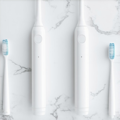 Essential Oral Health Maintenance Tools Modern electric toothbrush and water flosser for crown maintenance