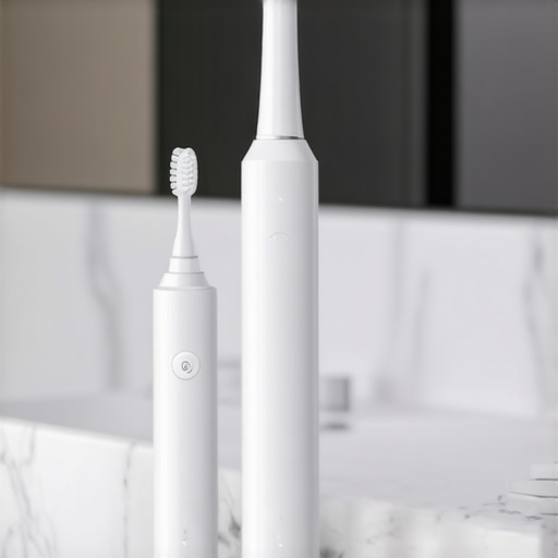 Electric toothbrush and water flosser on a marble counter