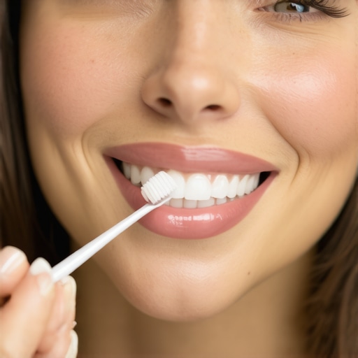 Clear dental gel on a toothbrush for veneer care