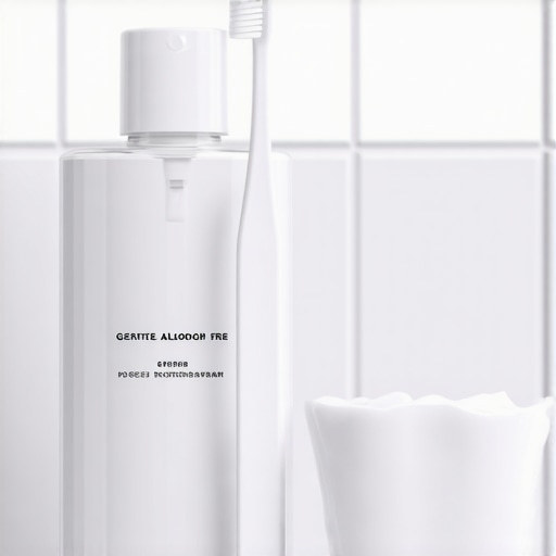 Gentle Oral Care Essentials Alcohol-free mouthwash and soft toothbrush for a pain-free oral health routine.
