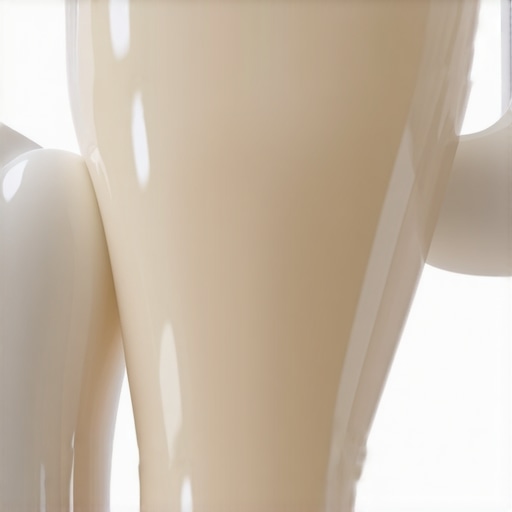 Close-up of a realistic ceramic dental crown showing natural translucency and texture.