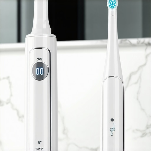 Professional water flosser and electric toothbrush for dental crown care.