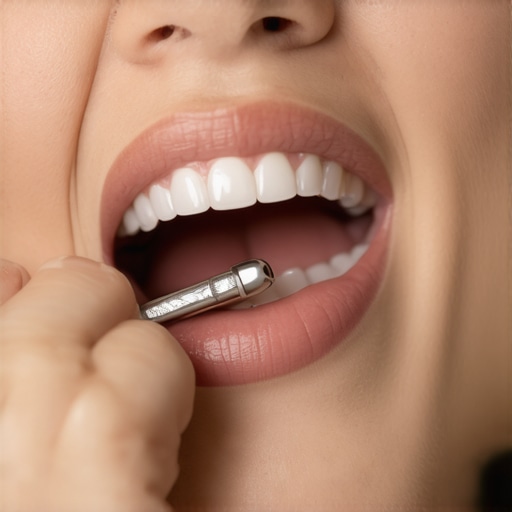 Identifying a cracked tooth with a bite test A dental professional using a bite tool to locate the source of sharp tooth pain in a patient.