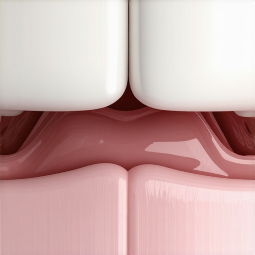 A close-up view of a dental crown showing the precise junction between the crown and the gum line.