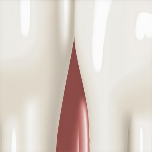 Macro view of dental crown margin A close-up view showing the edge of a dental crown where it meets the gum line, highlighting potential areas for plaque buildup.