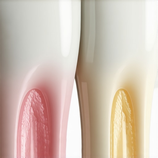 A high-detail shot of a dental crown and healthy gum tissue
