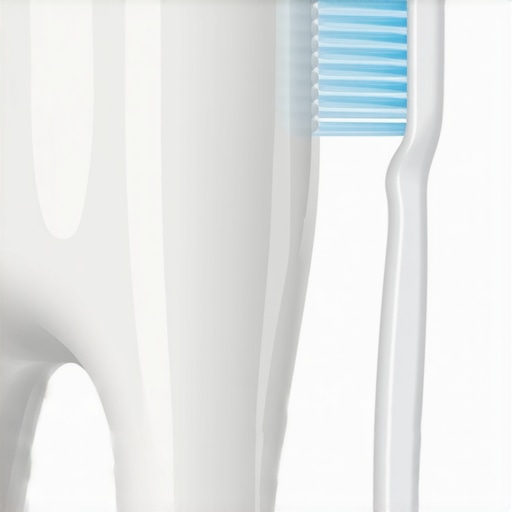 Maintenance of Dental Crown Margin Close-up of a dental crown and a soft toothbrush illustrating proper gum line care.
