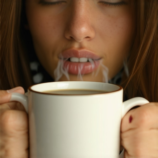 Managing tooth sensitivity to heat Person hesitating to drink hot coffee due to sensitive teeth