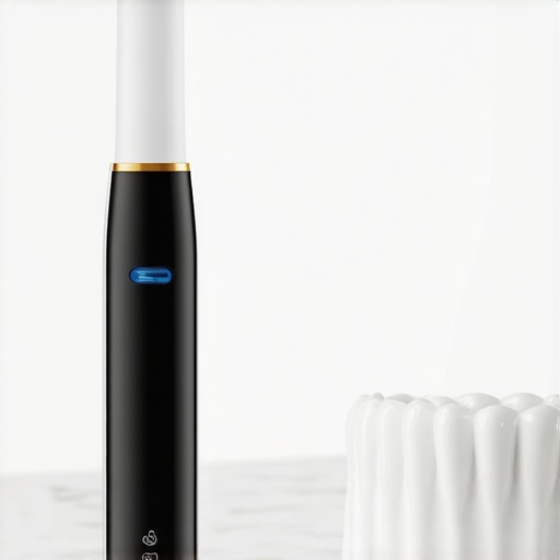Modern Dental Care Tools for Crowns An electric toothbrush and dental crown model representing advanced oral care maintenance.