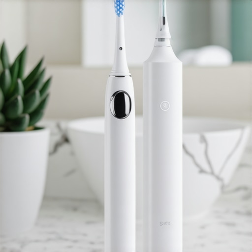 Electric toothbrush and water flosser for home oral health care.