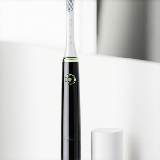 Electric toothbrush and water flosser on a bathroom counter