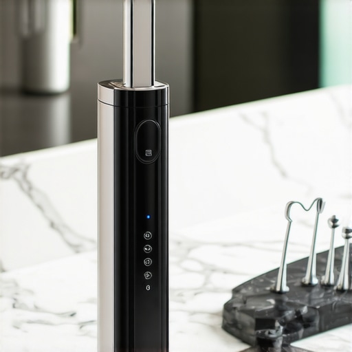 Modern Water Flosser for Crown Maintenance High-tech water flosser used for maintaining dental crowns and improving oral hygiene