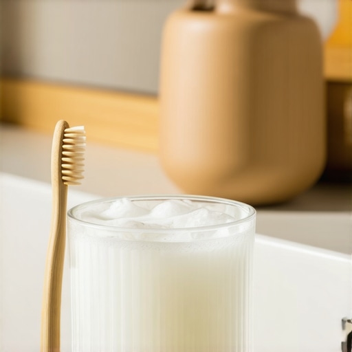 A glass of saltwater and a toothbrush to help neutralize metallic taste after a filling.