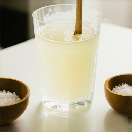 Glass of salt water for dental rinse