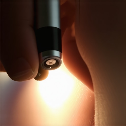Parent checking for tooth fracture with flashlight