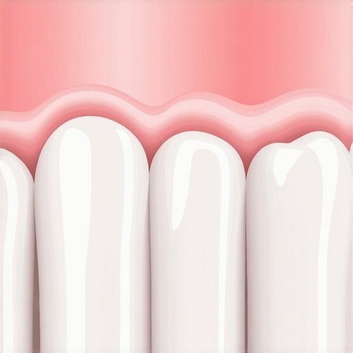 Close-up view of a high-quality dental crown and healthy gum tissue