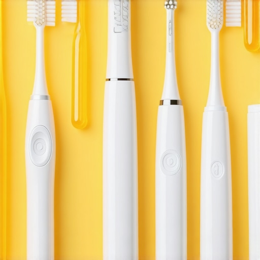 Professional Dental Maintenance Tools Close up of electric toothbrush and interdental brushes for crown maintenance