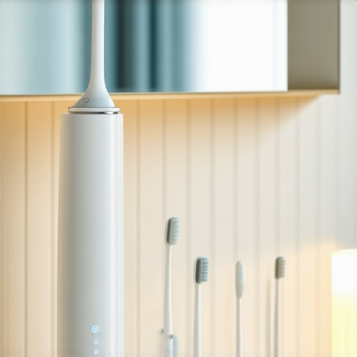 Professional Grade Home Dental Tools A collection of high-tech oral hygiene tools including a water flosser and sonic toothbrush on a marble counter.