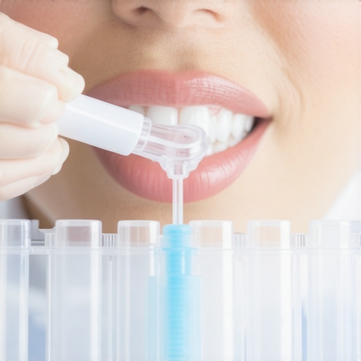 Applying professional whitening gel to a custom dental tray