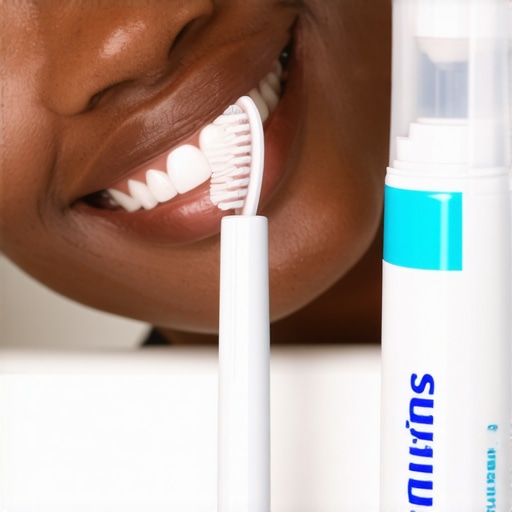 A collection of dental care products including sensitivity toothpaste and a soft brush for safe whitening.
