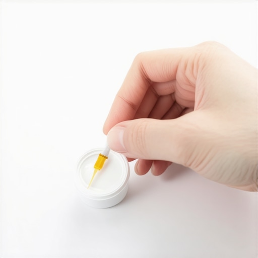 A person preparing to use a temporary dental filling kit to protect an exposed tooth nerve.