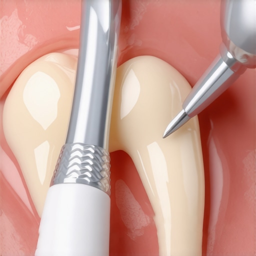 Dentist applying resin to fix a chipped tooth edge without a crown.