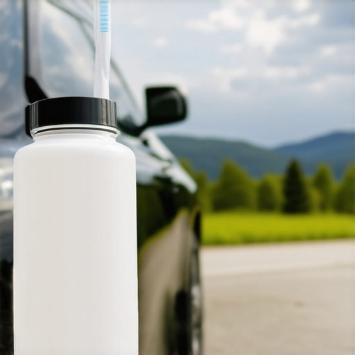 A person at a rest stop holding a toothbrush and water, illustrating proper oral care timing.