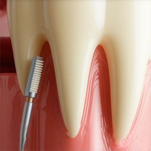 A dental model showing a crown margin and proper cleaning technique.