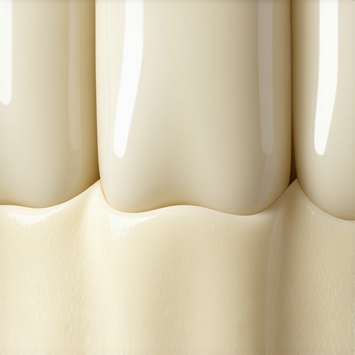 Macro view of the seam between a porcelain crown and natural gum tissue to illustrate marginal fit.