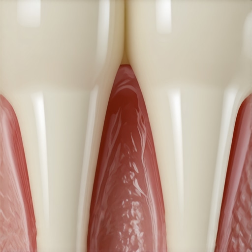 Close-up view of a dental crown margin illustrating the area prone to bacteria buildup.