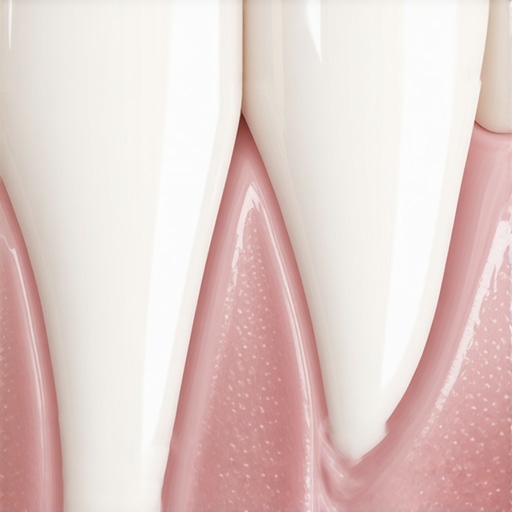 Close up of a dental crown and healthy gum tissue