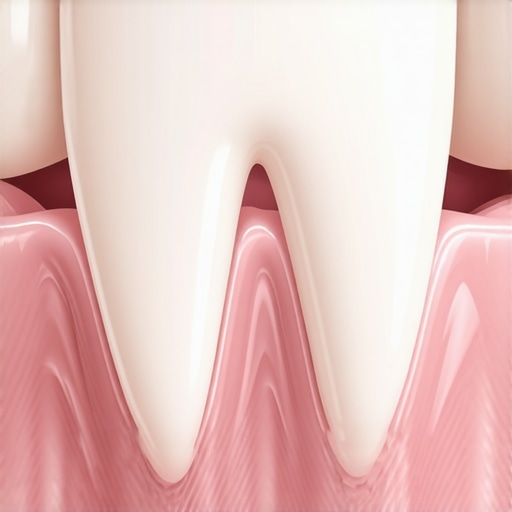 Close-up illustration of a dental crown and the gumline margin for oral health maintenance.