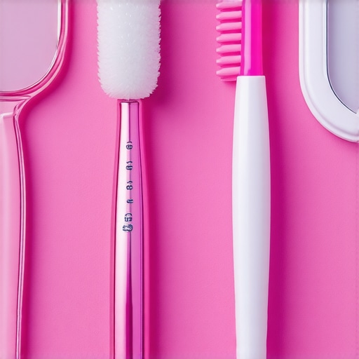 Close up of dental tools and a chart explaining toothpaste abrasivity for enamel safety.