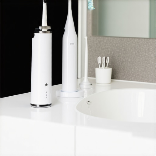 Collection of precision oral hygiene tools including an electric toothbrush and interdental cleaning brushes