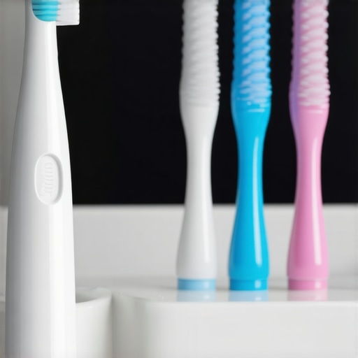 Electric toothbrush head and interdental brushes organized for daily cleaning routine