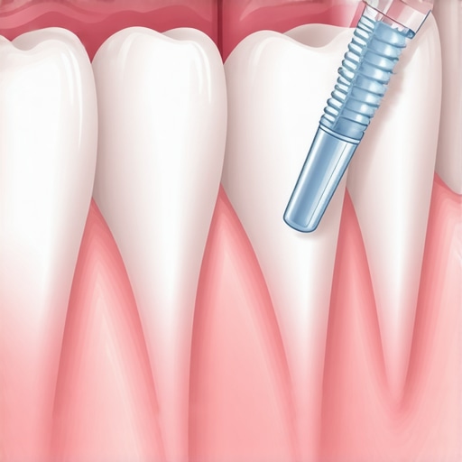 Detailed diagram of dental crown margin and proper interdental cleaning technique